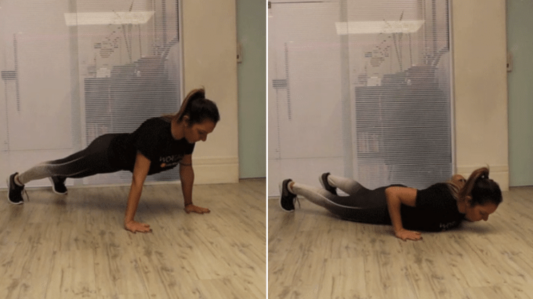 Flexão com peito no chão é uma versão mais intensa da clássica flexão