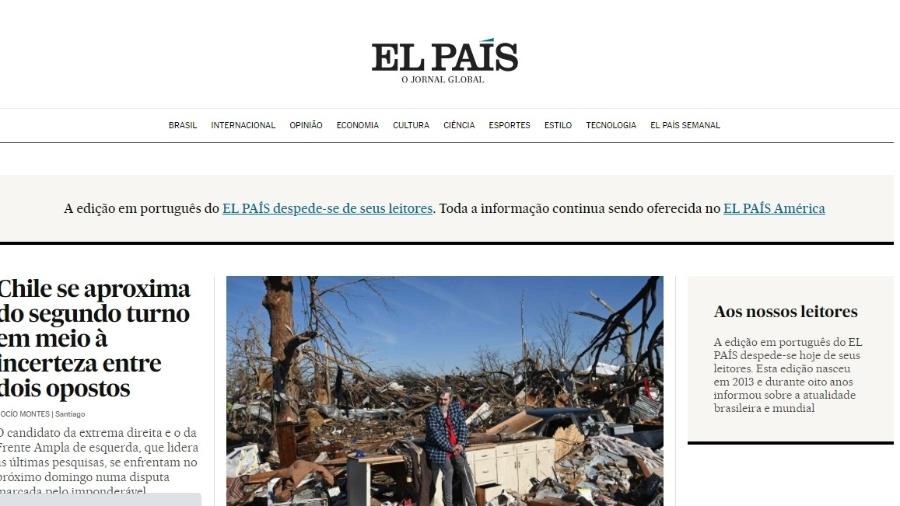 A edição brasileira do "El País" anunciou nesta terça-feira que deixará de existir  - Reprodução 