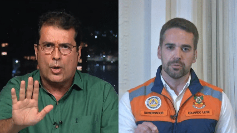 O governador do Rio Grande do Sul, Eduardo Leite (PSDB), e o jornalista André Trigueiro discutiram durante o programa 'Em Pauta', na GloboNews