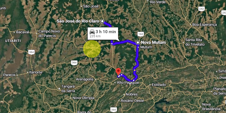 "Gilmarlândia" ficará, aproximadamente, na região demarcada em amarelo no mapa