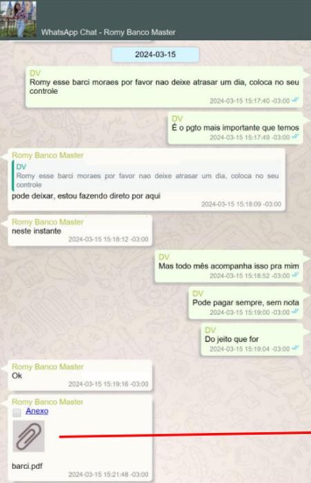 É o pagamento mais importante que temos, diz Vorcaro a sócio sobre Moraes