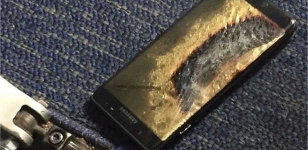 Celular Galaxy Note 7, da Samsung, que pegou fogo mesmo após reparos - Brian Green