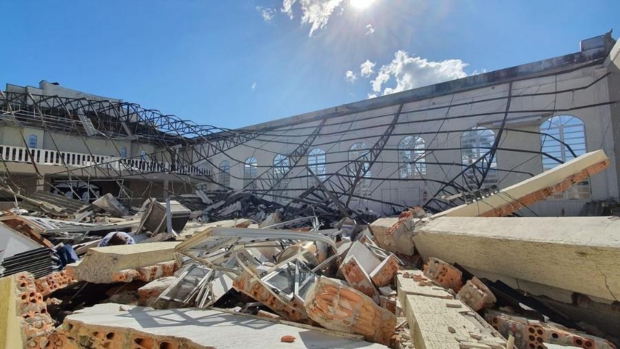 Igreja Assembleia de Deus em Garuva (SC) totalmente destruída após ciclone-bomba - Divulgação/Assembleia de Deus Garuva