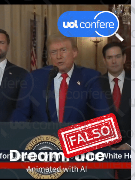 21.jul.2025 - Discurso de Trump sobre bombardeio ao Irã foi alterado por IA