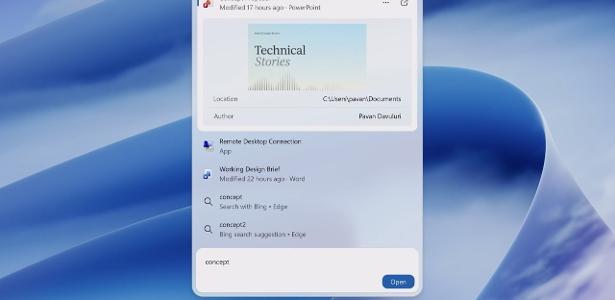 Microsoft redesenha busca do Windows 11 e aposta em IA para achar e fazer