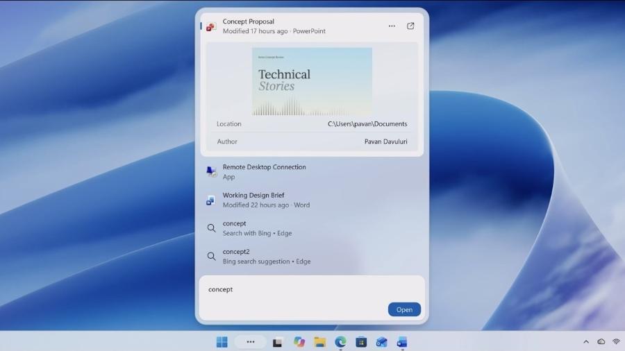 Nova busca do Windows 11