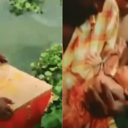 Vídeo registrou resgate de criança encontrada flutuando em uma caixa de madeira no rio Ganges, na Índia - Reprodução/Youtube