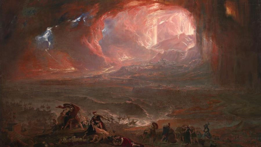 Pintura representa a destruição de Pompeia quando o Vesúvio entrou em erupção - The Destruction of Pompei and Herculaneum 1822, restored 2011 John Martin 1789-1854 Purchased 1869