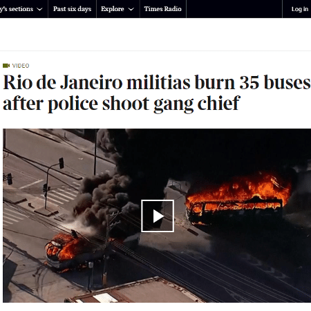 Jornal britânico The Times publica sobre rebelião no Rio de Janeiro