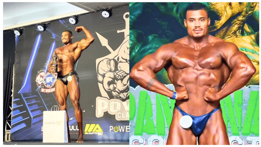 À esquerda, Wanderson exibe sua vitória em uma competição; à direita, a última imagem do atleta durante o Pantanal Contest À esquerda, Wanderson exibe sua vitória em uma competição; à direita, a última imagem do atleta durante o Pantanal Contest