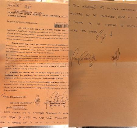 Acordo de liberação de sigilos assinado pelas campanhas dos candidatos 