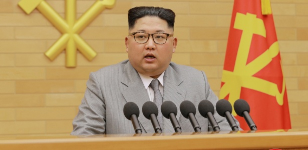Líder norte-coreano, Kim Jong-un, em seu discurso de Ano Novo - Divulgação/KCNA
