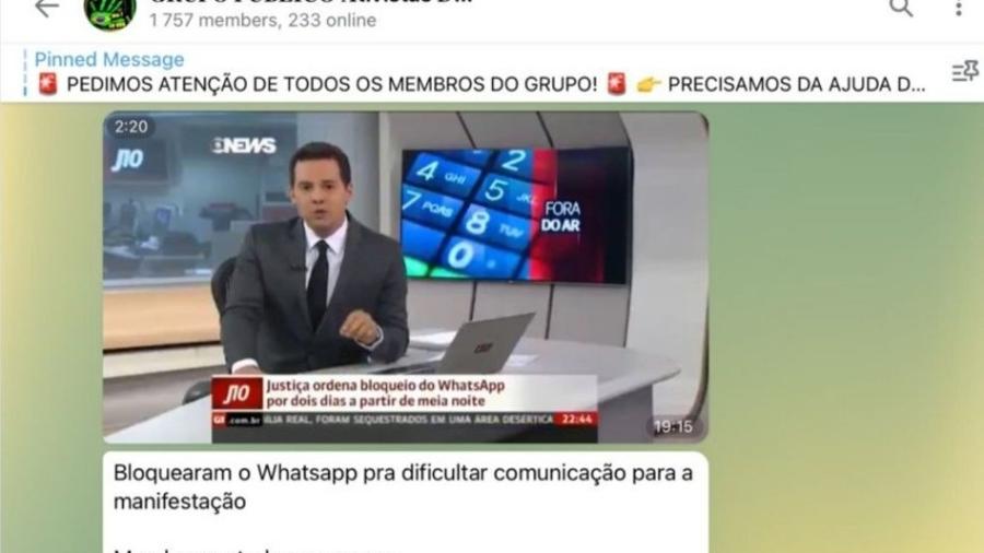 Vídeo de 2018 da Globonews sobre decisão judicial para bloquear WhatsApp está sendo compartilhado como se fosse atual - Reprodução