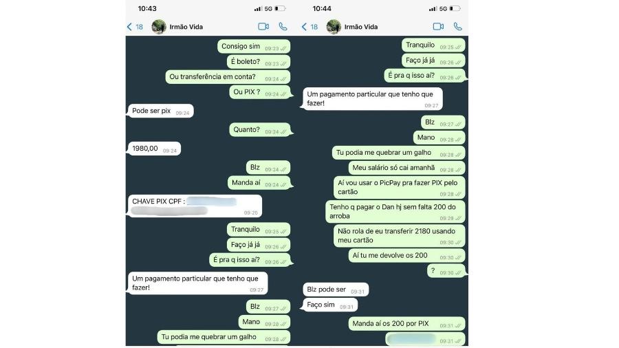 Golpista afirmou que precisava de dinheiro para um "pagamento particular" - Arquivo pessoal