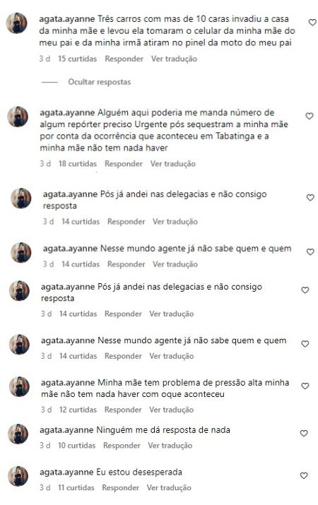 Comentários de Ágata após mortes de PMs em Camaragibe