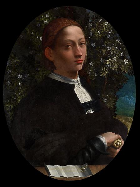 Suposto retrato de Lucrécia Bórgia (atribuído a Dosso Dossi, c. 1519) Suposto retrato de Lucrécia Bórgia (atribuído a Dosso Dossi, c. 1519)
