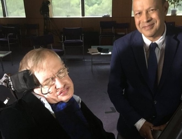 Stephen Hawking e Pallab Ghosh conversaram em outubro de 2017 - Pallab Ghosh