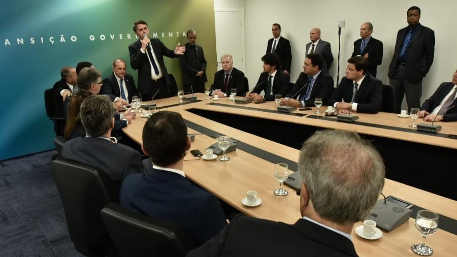 11.dez.2018 - Presidente eleito, Jair Bolsonaro (PSL), participa de reunião com a bancada do PSD em Brasília - Divulgação