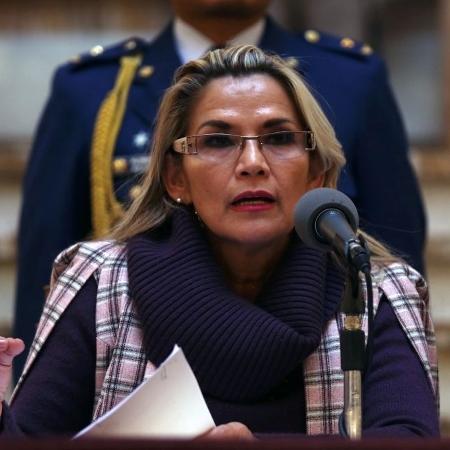 21.nov.2019 - A Assembleia Legislativa da Bolívia aprovou recomendação de julgamento de responsabilidades contra a presidente interina Jeanine Áñez (foto) - Lokman Ilhan/Anadolu Agency via Getty Images