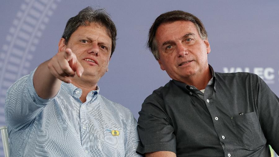 Ministro da Infraestrutura, Tarcísio Gomes de Freitas, ao lado do presidente Jair Bolsonaro (sem partido) - Alan Santos/PR
