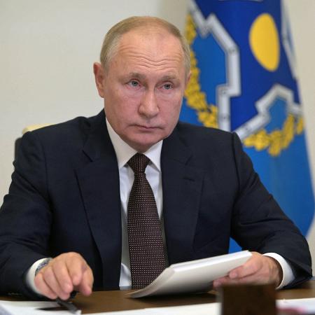 16.set.2021 - O presidente russo Vladimir Putin participa de encontro da Organização do Tratado de Segurança Coletiva - Alexey Druzhinin/Sputnik/AFP