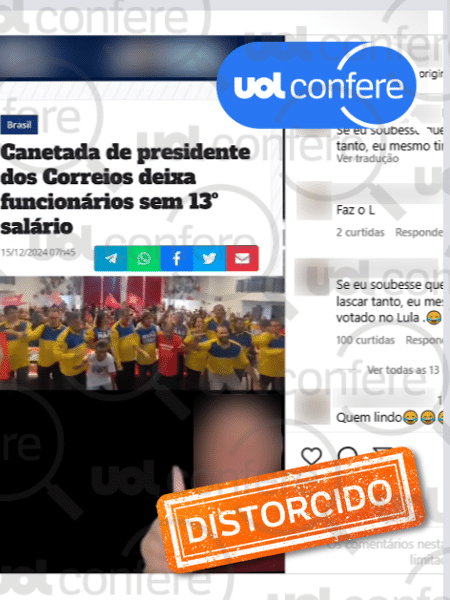 18.dez.2024 - Correios pagaram 13º a servidores; metade recebeu com desconto