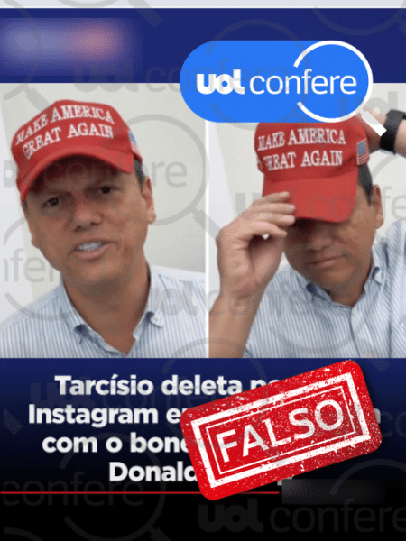 14.jul.2025 - Post de Tarcísio de Freitas usando boné de Trump continua no ar 14.jul.2025 - Post de Tarcísio de Freitas usando boné de Trump continua no ar