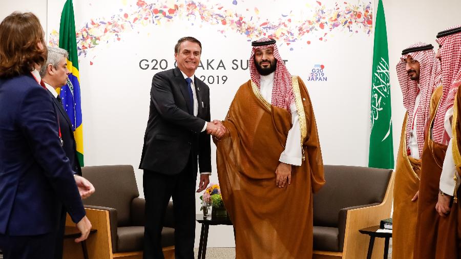O presidente Jair Bolsonaro e o príncipe herdeiro da Arábia Saudita, Mohammed Bin Salman em encontro bilateral durante o G20 - Alan Santos/PR