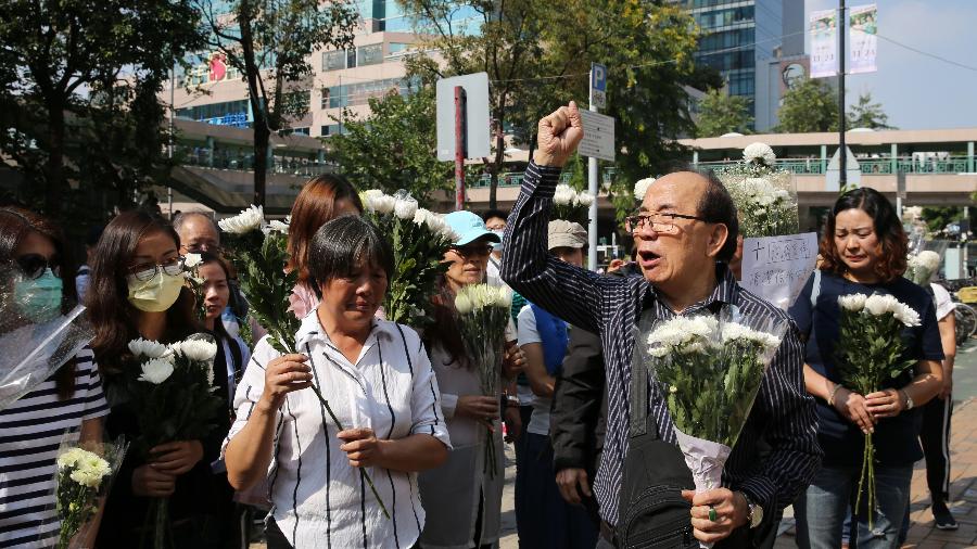 Manifestantes protestam em razão da morte de idoso em Hong Kong - Li Zhen/Xinhua