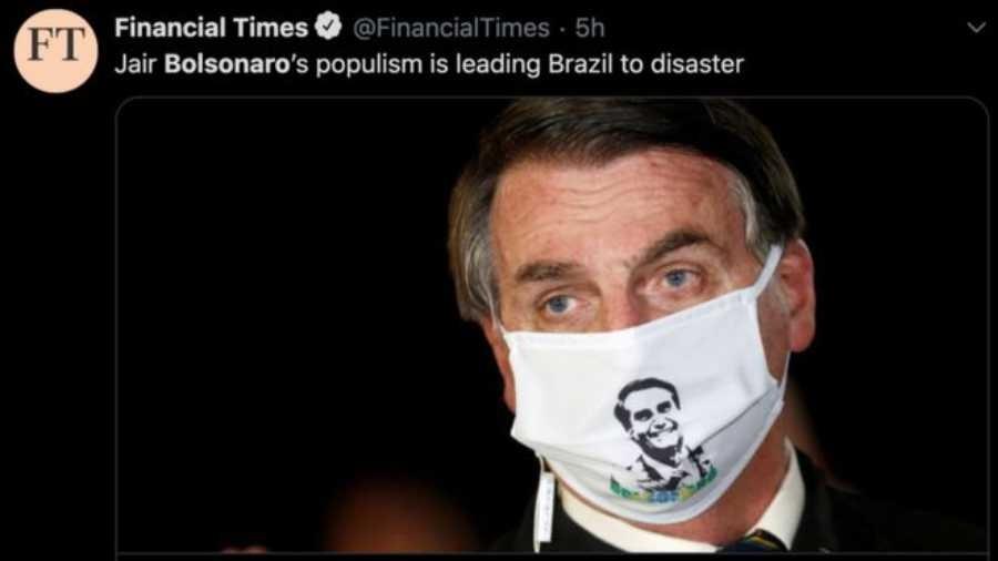 Veículos internacionais publicaram textos com duras críticas à resposta do presidente Jair Bolsonaro à crise gerada pelo coronavírus - Reprodução