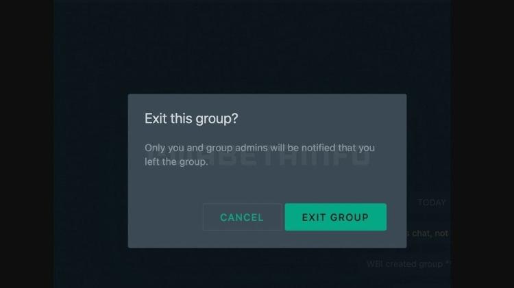 WhatsApp testa recurso para sair escondido de grupos - Reprodução/Wabetainfo - Reprodução/Wabetainfo