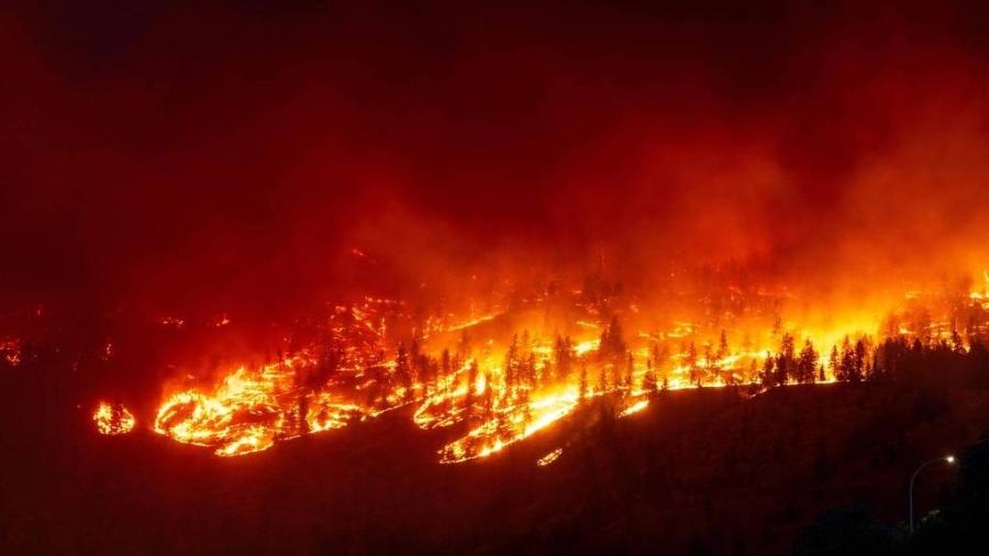 Incêndio florestal em West Kelowna, na Colúmbia Britânica, no Canadá 