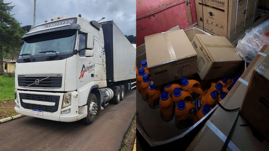 Caminhão foi recuperado na BR-280, na altura da cidade de Palmas (PR) - Divulgação/PMPR