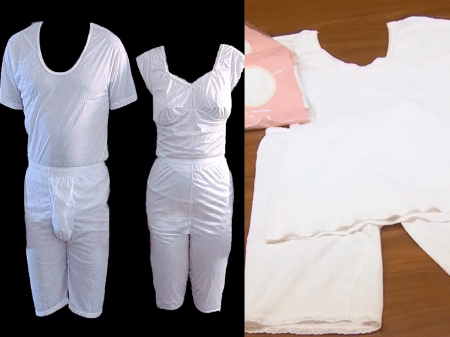 Os garments representam, segundo a crença mórmon, as roupas Deus confeccionou para Adão e Eva quando foram expulsos do Jardim do Éden. - Reprodução/YouTube