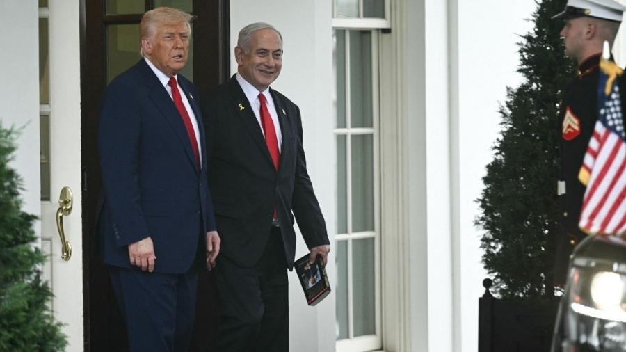 Presidente dos EUA, Donald Trump, ao lado do premiê de Israel, Benjamin Netanyahu, em visita a Washington Presidente dos EUA, Donald Trump, ao lado do premiê de Israel, Benjamin Netanyahu, em visita a Washington