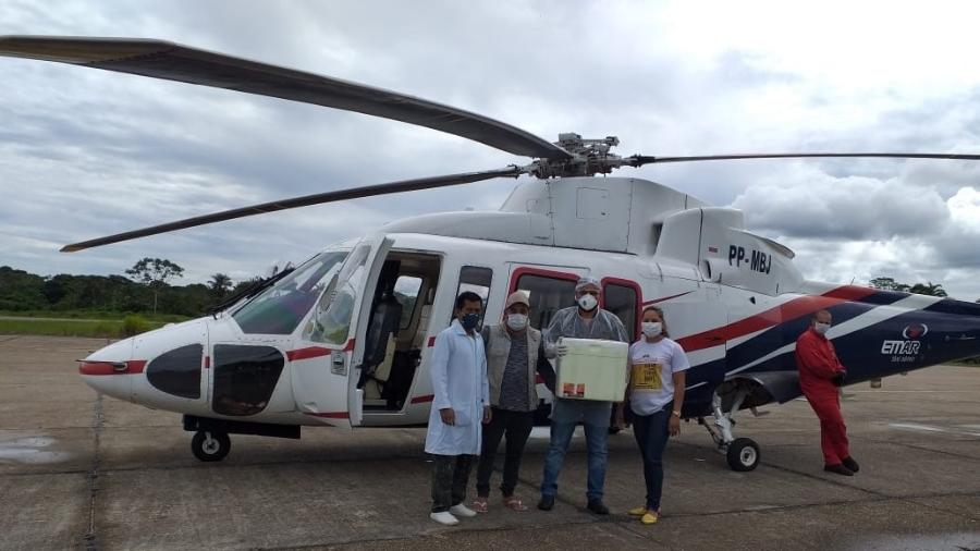 Município de Santo Antônio do Içá contrata helicóptero para levar testes para Manaus: "a gente gasta o que não tem", diz secretário - Divulgação / Secretaria de Saúde de Santo Antônio do Içá