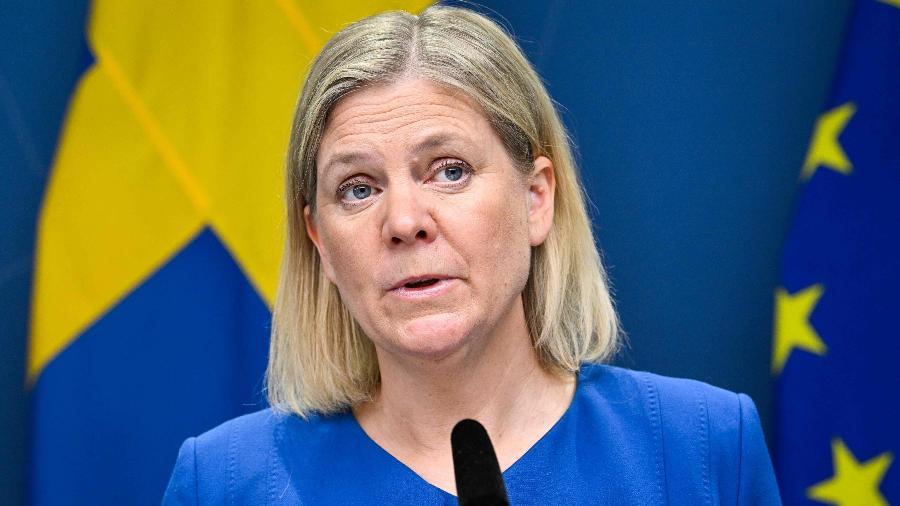 A primeira-ministra da Suécia, Magdalena Andersson, manifestou sua "esperança" de uma aproximação de posições antes do início da cúpula da aliança militar em Madri - Henrik Montgomery/AFP
