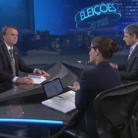 Jair Bolsonaro durante entrevista ao Jornal Nacional, da TV Globo, em 2018 - Reprodução/TV Globo