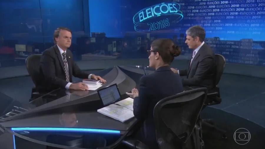Jair Bolsonaro durante entrevista ao Jornal Nacional, da TV Globo, em 2018 - Reprodução/TV Globo