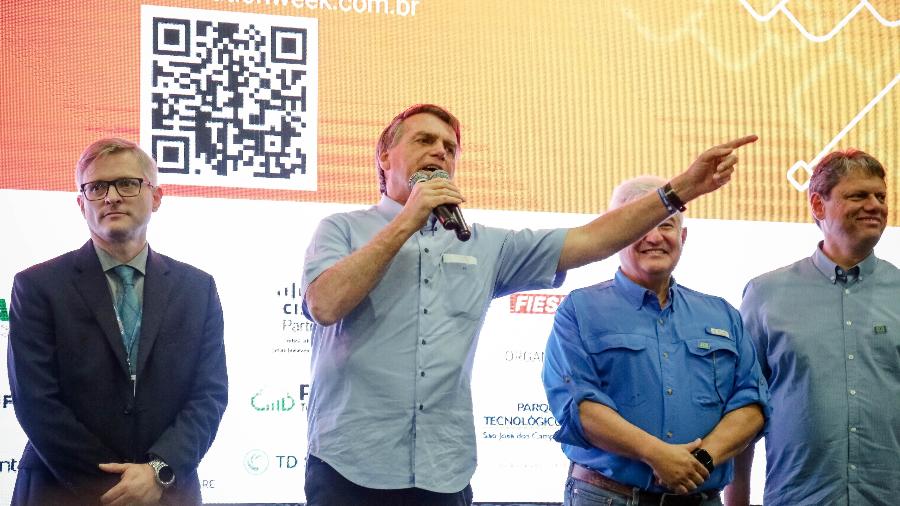 18.ago.2022 -  Jair Bolsonaro participa de evento no Parque Tecnológico, em São Paulo - Luis Lima Jr/Estadão Conteúdo