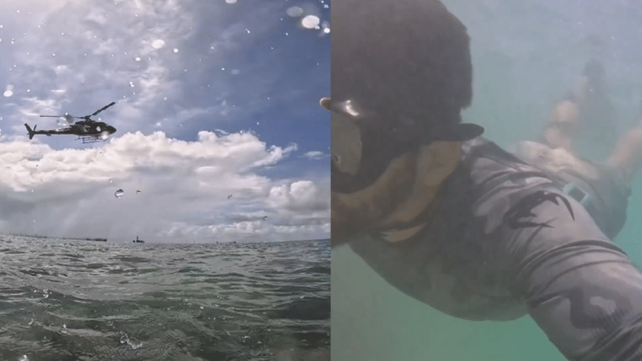 Mergulhador grava a própria busca depois que mulher denunciou seu "desaparecimento" - Reprodução