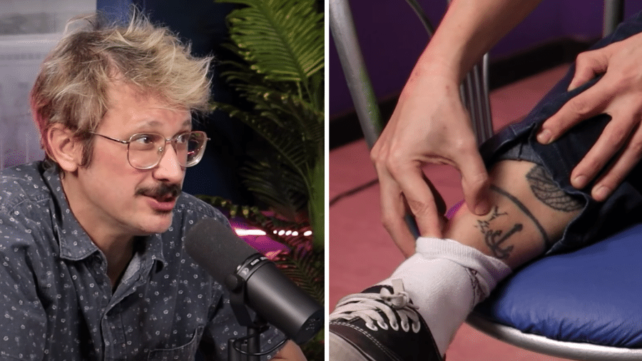 Daniel Furlan mostra tatuagem no podcast 'Só 1 Minutinho'