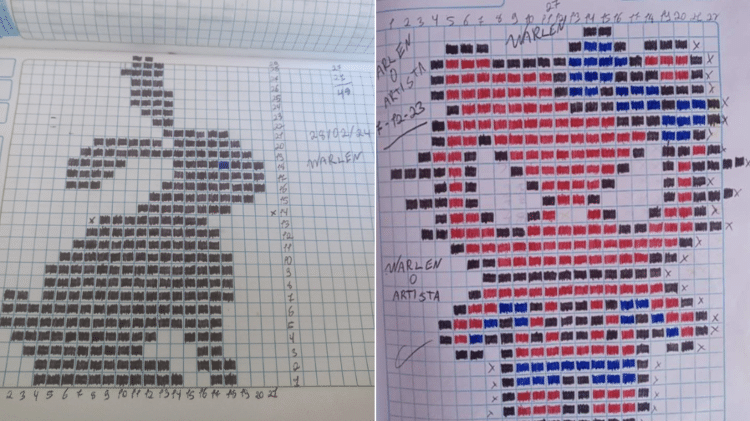 Trabalho começa com os esboços dos desenhos, a parte mais demorada