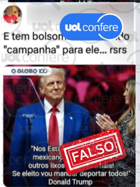 07.jan.2025 - Trump não chamou brasileiros de "lixos latinos" - Imagem: Arte/UOL sobre Reprodução Instagram