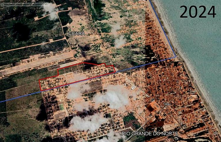 Mapa de 2024 mostra invasão que Tibau teria feito ao território do Ceará Mapa de 2024 mostra invasão que Tibau teria feito ao território do Ceará