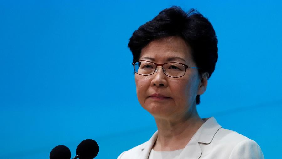 19.jun.2019 - Chefe do Executivo de Hong Kong Carrie Lam durante conferência de imprensa - Tyrone Siu/Reuters