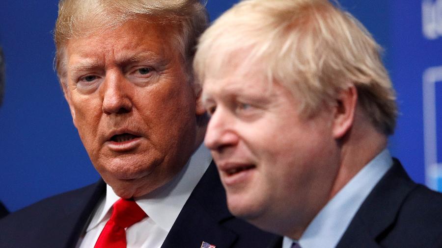Presidente dos EUA, Donald Trump, e premiê britânico, Boris Johnson, em Watford - 