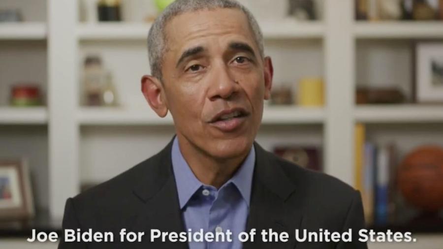 14.abr.2020 - Em vídeo publicado nas redes sociais, Barack Obama demonstra apoio à candidatura de Joe Biden à presidência dos EUA - Reprodução/Twitter via Getty Images