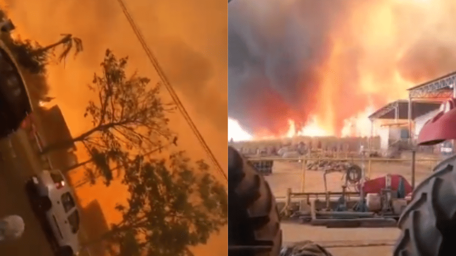Incêndios em Batatais chegaram perto de zona urbana e provocaram queda de energia em partes da cidade  - Reprodução/Twitter