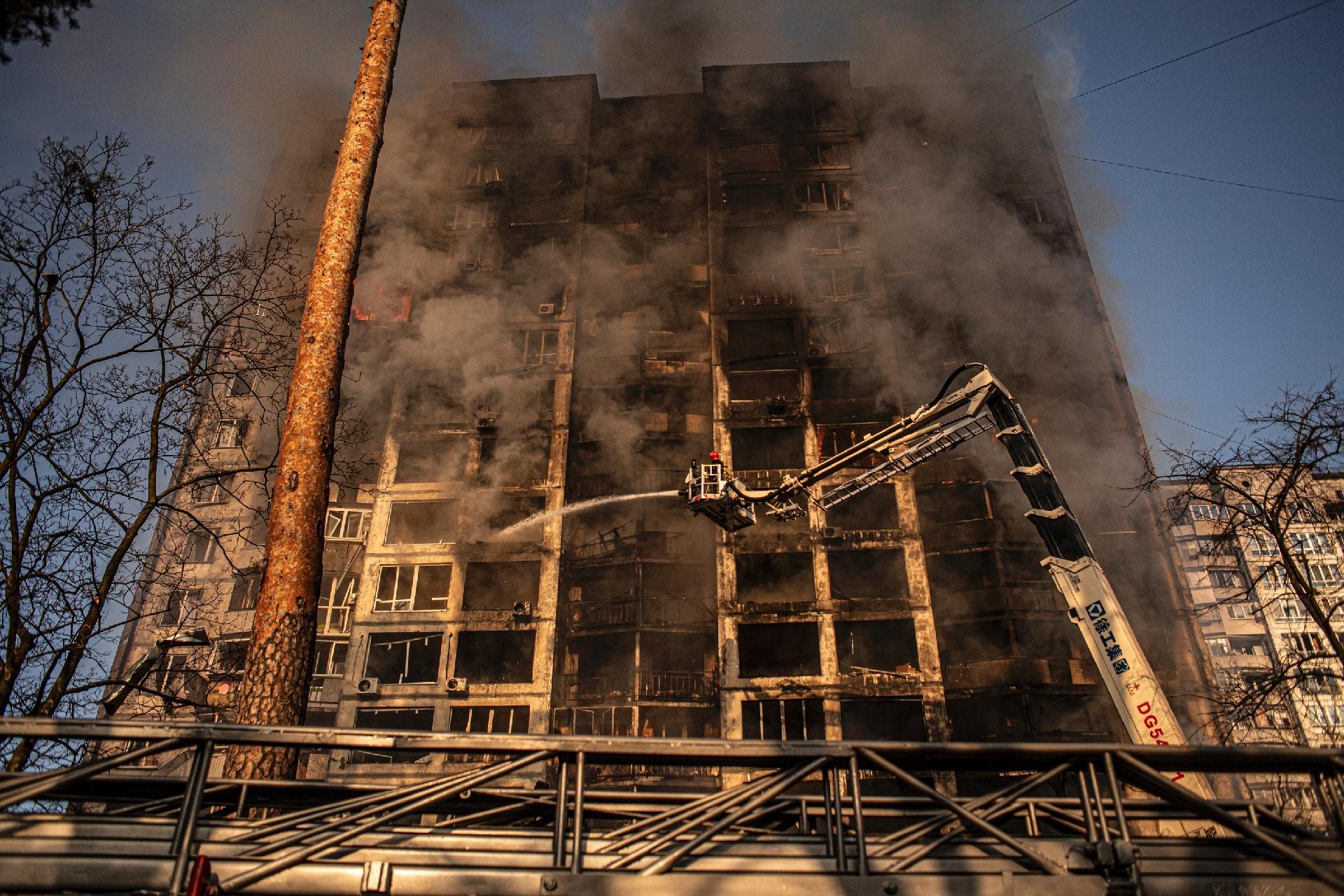 15.mar.2022 - O prefeito da cidade, Vitali Klitschko, por meio de suas mídias sociais, pediu que a população se esconda em abrigos antibombas todas as vezes que as sirenes da cidade tocarem. - André Liohn